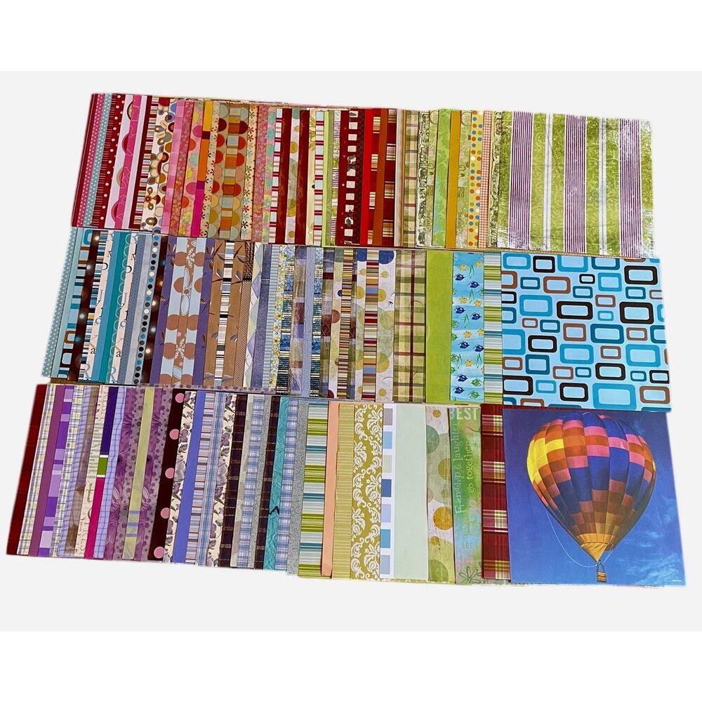 Lot Of 131 Journaling Scrapbook Paper‎  12x12 Seasonal Plaids Stripes Etc. 4lbs